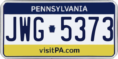 PA license plate JWG5373