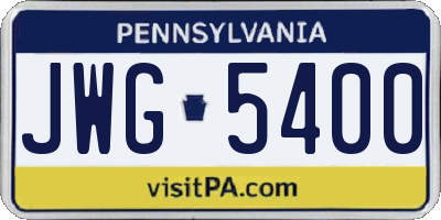 PA license plate JWG5400