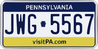 PA license plate JWG5567