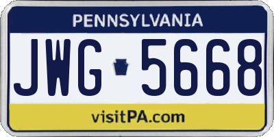 PA license plate JWG5668