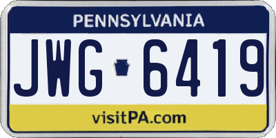 PA license plate JWG6419