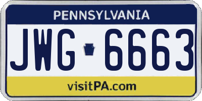 PA license plate JWG6663