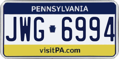 PA license plate JWG6994