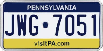 PA license plate JWG7051
