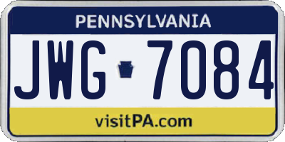 PA license plate JWG7084