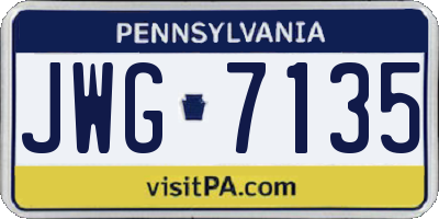 PA license plate JWG7135