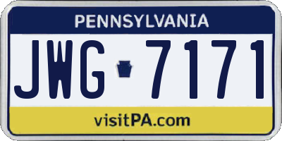 PA license plate JWG7171