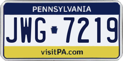PA license plate JWG7219
