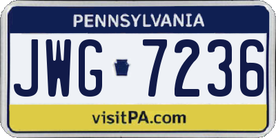 PA license plate JWG7236