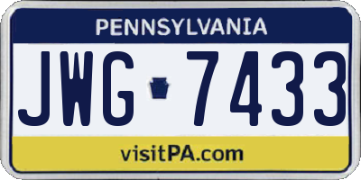 PA license plate JWG7433