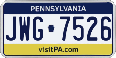 PA license plate JWG7526