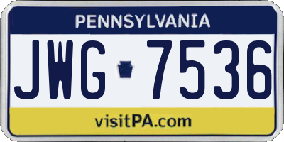 PA license plate JWG7536