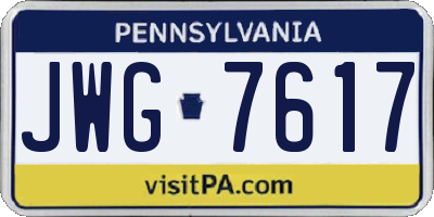 PA license plate JWG7617