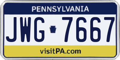 PA license plate JWG7667