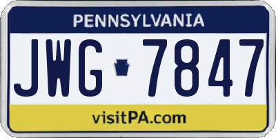 PA license plate JWG7847