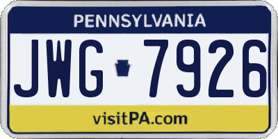 PA license plate JWG7926