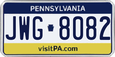 PA license plate JWG8082