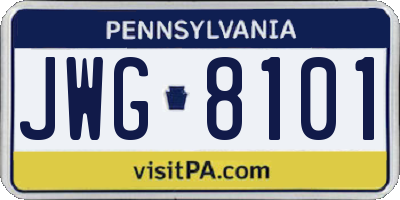 PA license plate JWG8101