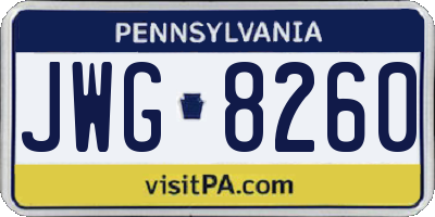 PA license plate JWG8260