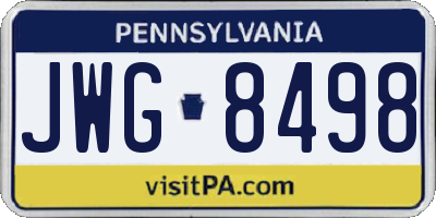 PA license plate JWG8498