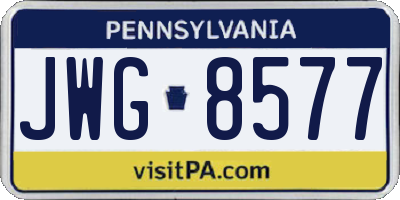 PA license plate JWG8577