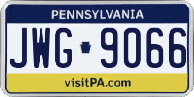 PA license plate JWG9066
