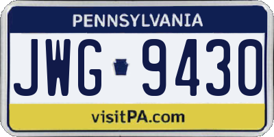 PA license plate JWG9430