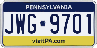 PA license plate JWG9701