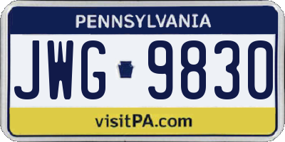 PA license plate JWG9830