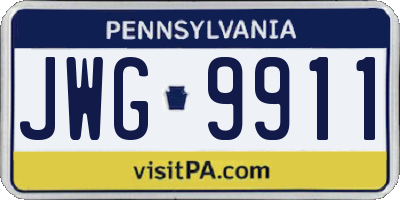 PA license plate JWG9911