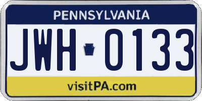 PA license plate JWH0133