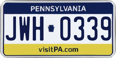 PA license plate JWH0339