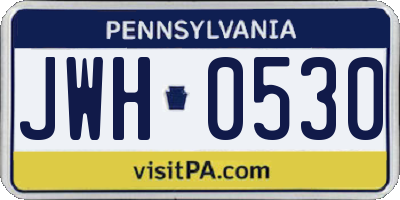 PA license plate JWH0530