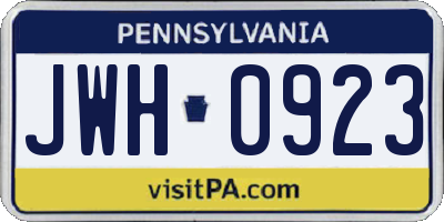 PA license plate JWH0923