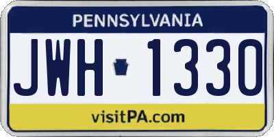 PA license plate JWH1330