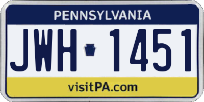 PA license plate JWH1451