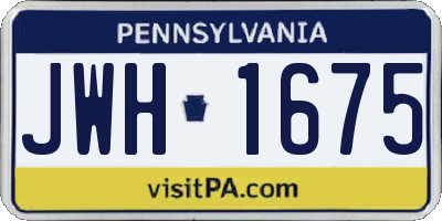 PA license plate JWH1675