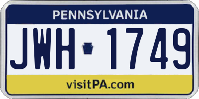 PA license plate JWH1749
