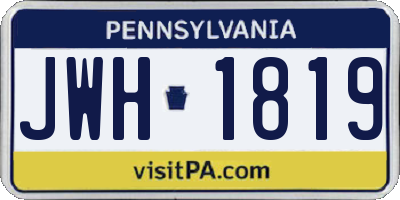 PA license plate JWH1819