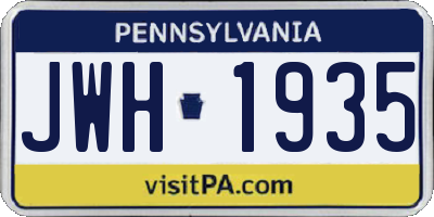 PA license plate JWH1935