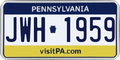 PA license plate JWH1959