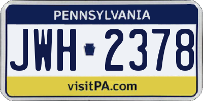 PA license plate JWH2378