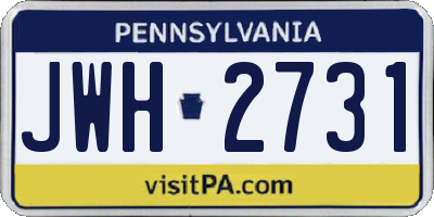 PA license plate JWH2731