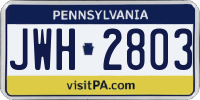 PA license plate JWH2803