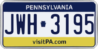 PA license plate JWH3195