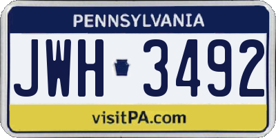 PA license plate JWH3492