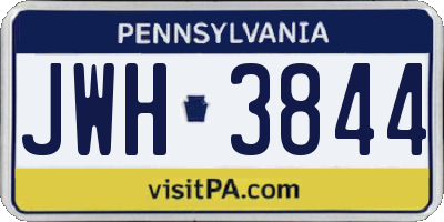PA license plate JWH3844