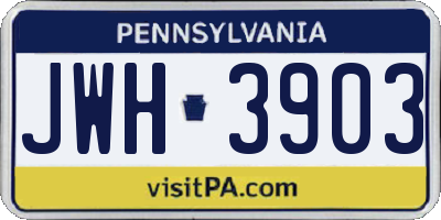 PA license plate JWH3903