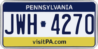 PA license plate JWH4270