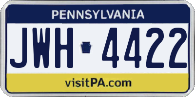 PA license plate JWH4422